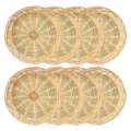ARELENE 8 Pack Bamboo Paper Plate Holders, 10 Inches Reusable for Dinner Plates Hand Woven Wicker Paper Plate Baskets. 