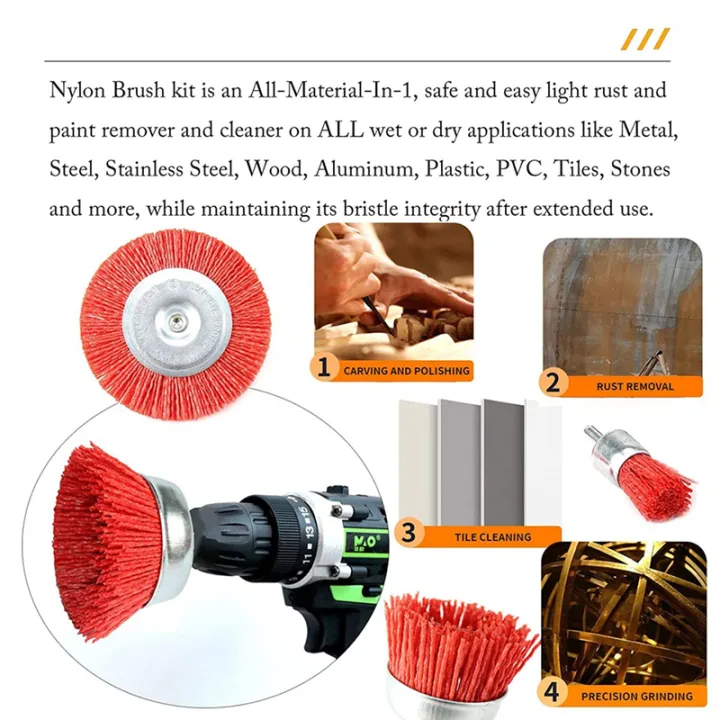 3%20Piece%20Nylon%20Filament%20Abrasive%20Wire%20Brush%20Wheel%20&%20Cup%20Brush%20Set%20with%201/4%20Inch%20Shank%20for%20Removal%20of%20Rust/Corrosion/Paint%20-%20Image%202