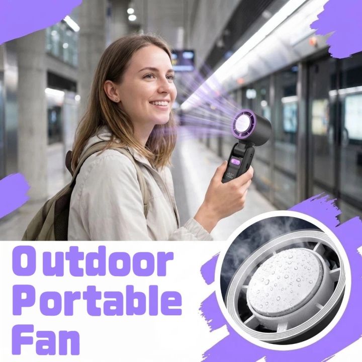 Large Air Volume 199-Speed Mini Handheld Turbo Fan Fast Cooling Adjustable Outdoor Portable Fan Rechargeable Powerful Ice Sensation Hurricane Fan Cooling Tools