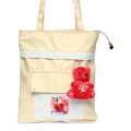Beige Color Canvas Cotton Printed Tote Bag For Women. 