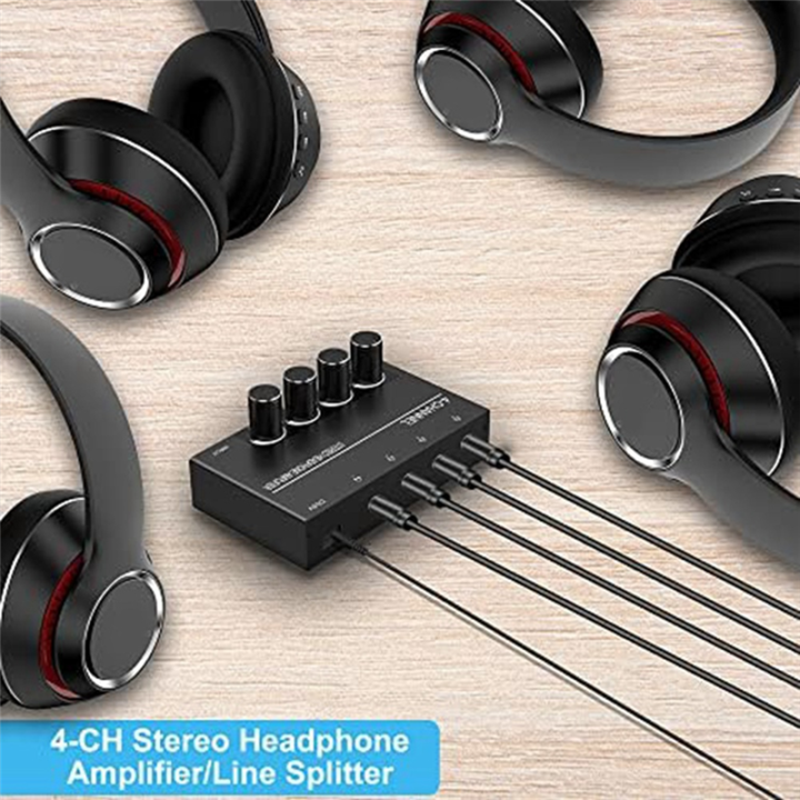 4%20Channel%20Headphone%20Amplifier%20Headphone%20Splitter%20With%204%203.5MM%20Headphone%20Output%20And%203.5MM%20Audio%20Input%20-%20Image%204