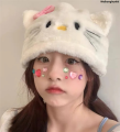 WeihonghunfeiSales promotion （NEW）Kawaii Hello Kitty Hat for Girls Ins Style Y2K Hello Kitty Hats Women Sweet Fashion Winter Plush Warm Hat Cosplay Harajuku Hats. 