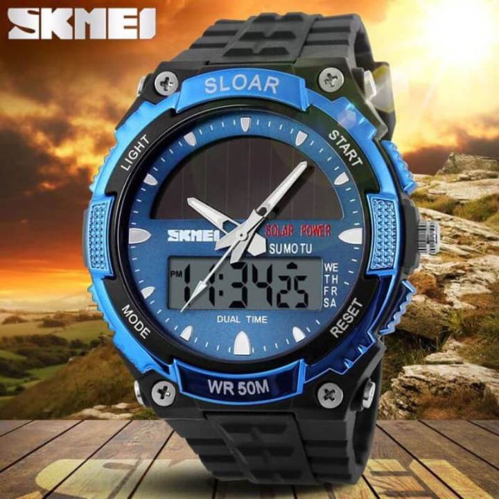 SKMEI%201049%20New%20Fashion%20Sports%20Multifunction%20Solar%20Power%20Dual%20Display%20Outdoor%20Waterproof%20Digital%20Watch%20For%20Men%20%20-%20Black/Blue%20-%20Image%204