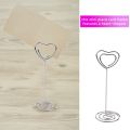 30 Pcs Card Holder Heart Shape Table Picture Stand Wire Tabletop Photo Holder Menu Clips for Wedding Party Number,Silver. 