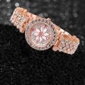 Elegant With Bracelet Gypsophila Watch Rose Gold Bling Bling Flower Diamond Watch Alloy Ladies Watch. 