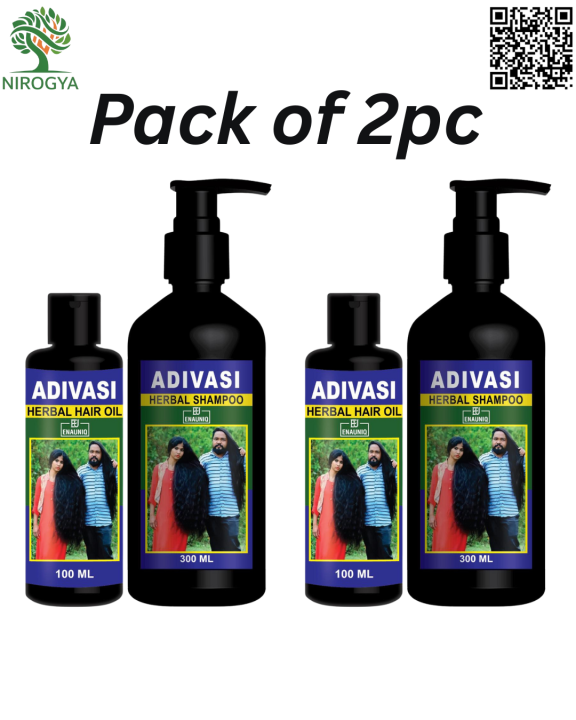 Enauniq Adivasi Shampoo 300ml + Adivasi Hair Oil 100ml COMBO Pack Of 2pc