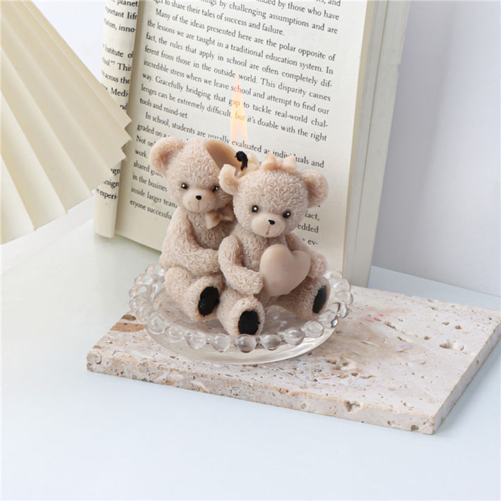 Plaster  Cute bear candle molds  High-quality  clay  Cute  Silicone molds  Bear shape  3D  Candle making molds  for Festival gifts  Home decor  DIY projects  Craft enthusiasts  Candle making workshops