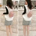 Fashion Solid color Lingge Backpack Handbag Travel Bag PU Backpack Storage Bag Small School Bag Students. 