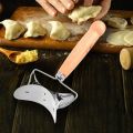 Stainless Steel Dumpling Wrapper Dough Cutter Circle Roller Mold Making Tool With Wooden Handle. 