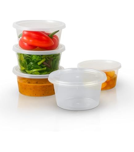 Pack of 50 Pieces 500 ml Plastic Disposable / Reusable Storage Containers / Container For Food Packing / Packaging Parcel Box and Multipurpose