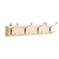 Multipurpose Kitchen/ Bedroom Hanger | Wood and Metal Loops 4 Hooks Wooden Wall Mounted for Hanging Towel, Clothes, Coat, Keys. Wood Base with Antique Smooth Finishing. 