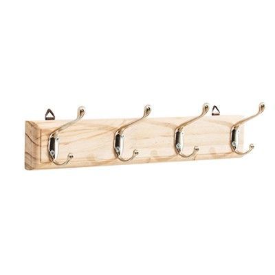 Multipurpose Kitchen/ Bedroom Hanger | Wood and Metal Loops 4 Hooks Wooden Wall Mounted for Hanging Towel, Clothes, Coat, Keys. Wood Base with Antique Smooth Finishing