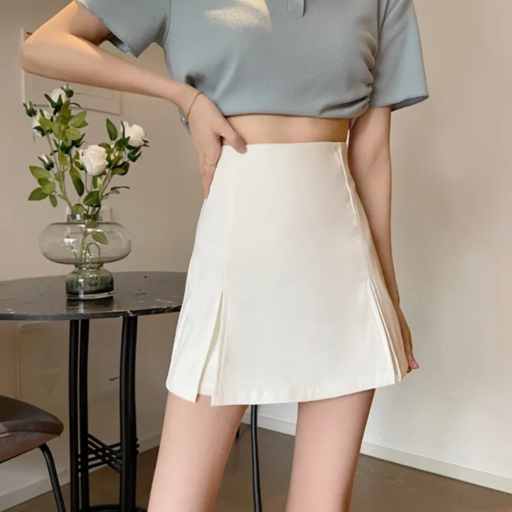 Spicy%20Girl%20High%20Waist%20Women's%20Split%20Skirts%20Black%20White%20Irregular%20Slit%20Short%20Skirt%20Streetwear%20with%20Safty%20Pants%20A-line%20Wrap%20Hip%20Mini%20Skirt%20Party%20-%20Image%209