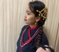 Newari Traditional Jewellery Set Gold Plated Ear Ring Silver Plated Mala And Red Muga Mala Silver Plated Kale. 