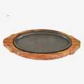 Sizzler Plate Oval Wooden Base/Cast Iron Sizzler Platter for (15"x8"x1.25") Sizzler Tray  (Sizzler Tray). 