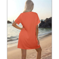 Women's Swimsuit Cover Up Orange Red XXXL. 