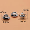 3pcs 1:12 Dollhouse miniture Teapot Cup Plate Toy Metal Tea Set accessories Eatop. 