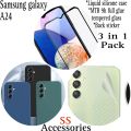Samsung galaxy A24 3 in 1 combo pack screen protector + carbon back sticker + liquid silicone case for Samsung galaxy A24. 