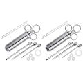 fasdaga 2x Meat Injector Syringe, 2-Oz Marinade Flavor Injector 304 Stainless Steel with 6 Professional Needles. 