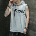 Summer Thin Vest Men's Hooded ins Sleeveless T-Shirt Loose Men's Clothes Sports Waistcoat Outer Waistcoat Inner Waistcoat. 