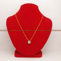 Gold Plated One Stone Pendant With Chain Necklace For Women. 