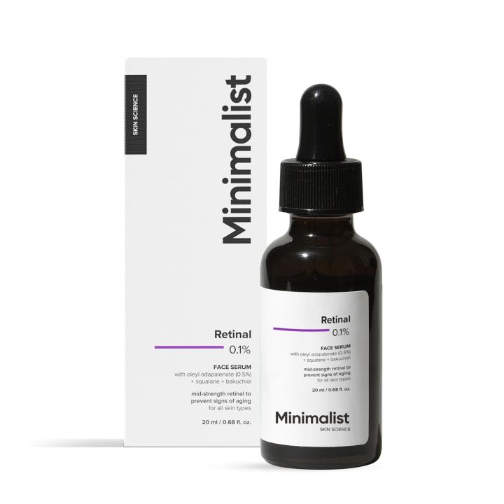 Minimalist 0.1% Retinal Face Serum | Reduces Fine Lines & Wrinkles | Anti-Aging | 20 ml