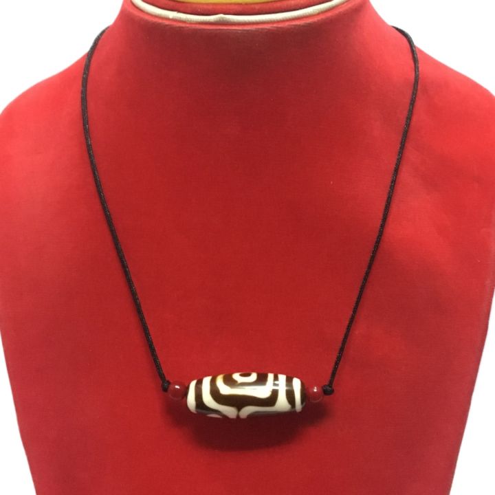 Dzi Bead Stone Beaded Necklace. Traditional Handmade Tibetan Ethnic Necklace For Women