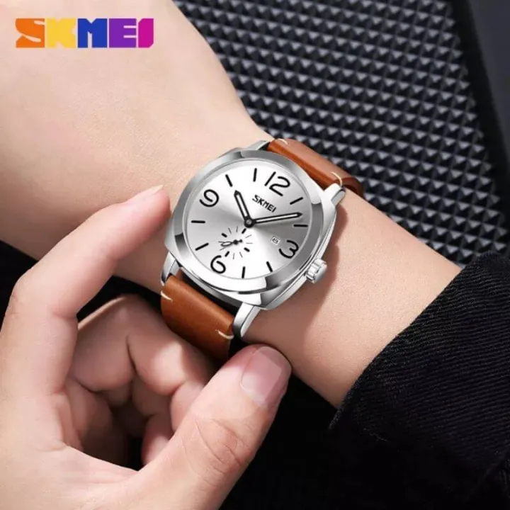 SKMEI%209305%20Men's%20Casual%20Date%20Function%20Leather%20Strap%20Quartz%20Wristwatch%20-%20Brown/Silver%20-%20Image%205
