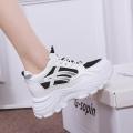 Korean Style Ladies Heel Sneakers Shoes Synthetic Leather Breathable Mesh Lining Rubber Sole Comfortable Ladies Footwear. 