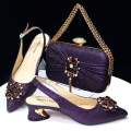 HAQ1 Shoe Bag Italian Suit Nigerian Decoration Women's Shoes New Arrival New Doershow Matching Bag Set Purple Shoe Bag Set-26. 