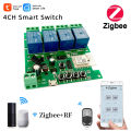 NAMUNY Zigbee Tuya Smart 4CH Relay Module DC5V 7-32V RF433Mhz Remote Control Light Switch Work with Alexa Home. 