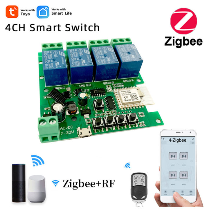 NAMUNY%20Zigbee%20Tuya%20Smart%204CH%20Relay%20Module%20DC5V%207-32V%20RF433Mhz%20Remote%20Control%20Light%20Switch%20Work%20with%20Alexa%20Home%20-%20Image%206