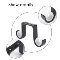 2Pcs Double Curtain Rod Brackets Ceiling Mount Supports Aluminum Alloy Black. 