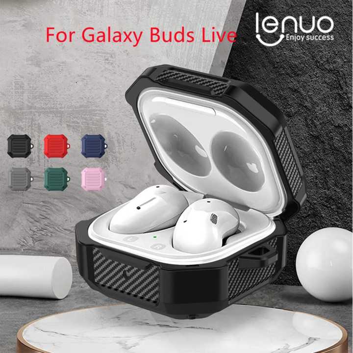 Lenuo Luxury TPU Armor cover for Samsung Galaxy Buds Live headphone protector accessory with hook