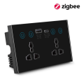EU UK US Universal Plug Tuya ZigBee Black Smart Socket Switch. 