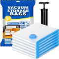 Pack of 5 Reusable Ziplock Vacuum Storage Space Saver Bags with Travel Hand Pump for Clothes | Vaccum Storage Space Saver Bag. 