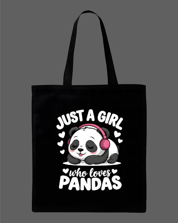 Cute%20"Just%20a%20Girl%20Who%20Loves%20Pandas"%20Printed%20Tote%20Bag%20%20%E2%80%93%20Eco-Friendly%20Cotton%20Shoulder%20Shopping%20Bag-White,%20Black%20-%20Image%203