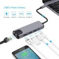 5in1 Type C Multi Port Combo Hub USB C to HDMI 4K, Gigabit Ethernet LAN RJ-45 1000M, PD Charge, 2 USB 3.0 Port USB C Adapter Converter for Laptop Computer. 