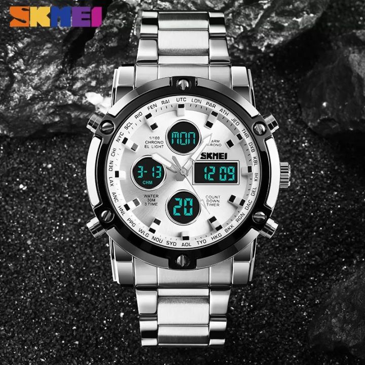 SKMEI 1389 MultiFunctional Business Analog Digital Stainless Steel - Main Image