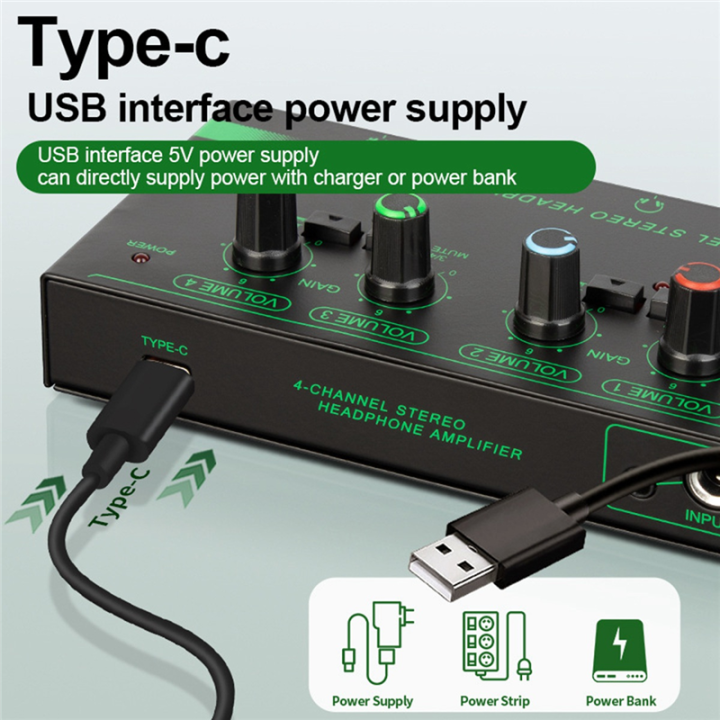 1%20PCS%206%20Channels%20Stereo%20Headphone%20Amplifier%20Audio%20Interface%20Low%20Noise%20Sound%20Mixer%20Aluminum%20Alloy%20Recording%20Studio%20Monitor%20for%20Guitar%20Bass%20-%20Image%204