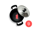 Presto Black Hard Anodized Karhai/Kadhai/Kadai/Karai 280mm with Stainless Steel Lid - Induction Compatible. 