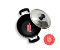 Presto Black Hard Anodized Karhai/Kadhai/Kadai/Karai 280mm with Stainless Steel Lid - Induction Compatible. 