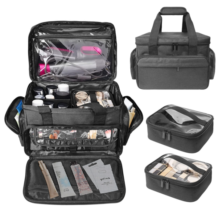 OUMERY Detachable and Separable Double Cosmetic Bag to Store Cosmetics and Hair Care Products Multifunctional Cosmetic Bag