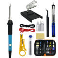 Soldering Iron Kit 15 In 1 60W 220V Adjustable Temperature Welding Tool with Solder Tip Wire Desoldering Pump Tweezers Stripper Cutter Tool Bag. 