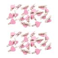 Love Heart Shape Wooden Clips Message Photo Holder Album Card Paper Pegs Decor Photography - Pink 40 Pcs. 