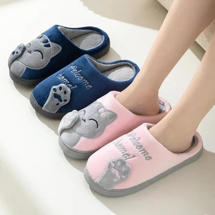 house room shoes fleece non slip indoor men's winter warm furry cat slippers women's high quality household wool lazy bedroom floor plane hot slide