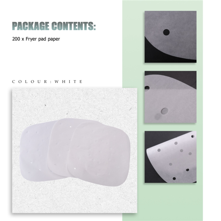 OYPFXMI%20200Pcs%20Oven%20Baking%20Paper%20Steamer%20Paper%20Kitchen%20Paper%20Air%20Fryer%20Pad%20Paper%20Silicone%20Paper%20.5%20Inches,White%20-%20Image%203