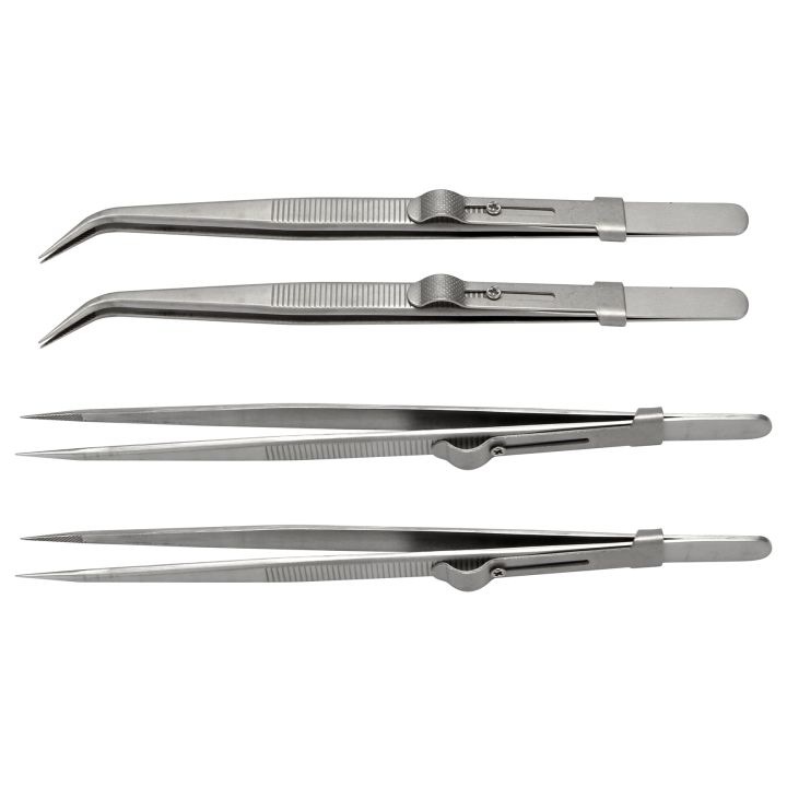 4 Pieces Precision Soldering Tweezer ESD Anti-Static Industrial Electronic Tweezers Tool Set for Jewelry Makeing Craft