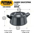 Hawkins Hard Anodised Handi, Biryani Pot AH3S Handi 3 L With Lid  Hard Anodised. 