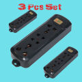 3 Pc Set 4 Port Heavy Duty Power Electric Multipurpose 6000W Wireless Multiplug Extension Board Black SXA-036. 